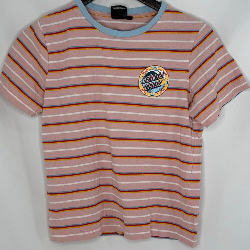 Santa Cruz Pink Striped Graphic Tee Small